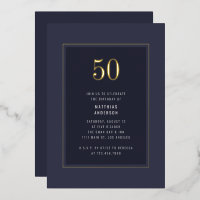 50th Birthday Minimal Elegant Dark Gold Frame