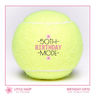 50th Birthday Mode Pink Floral Personalized Tennis Balls