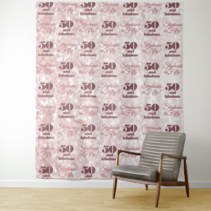 50th Birthday Modern Elegant Party Rose Gold Tapestry