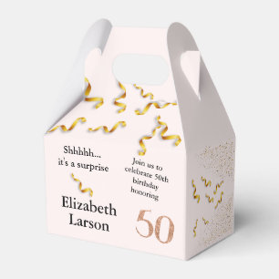 50th Birthday Modern Minimalist Faux Gold Glitter Favour Box