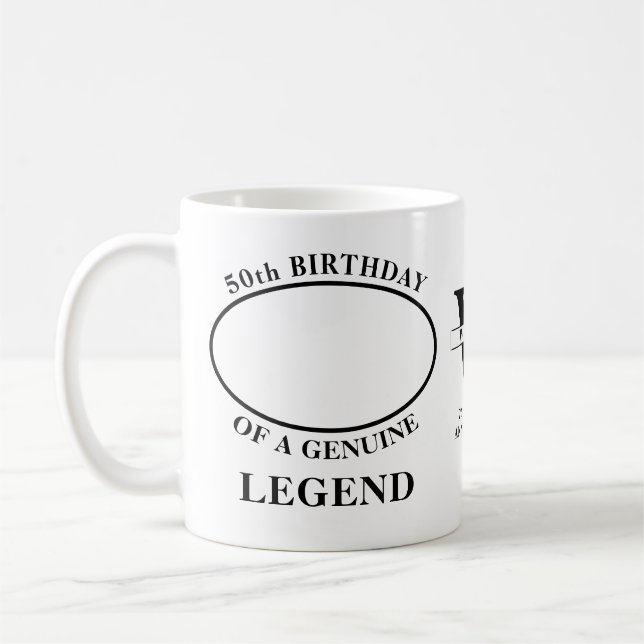 50th Birthday Monogram Photo Coffee Mug (Left)