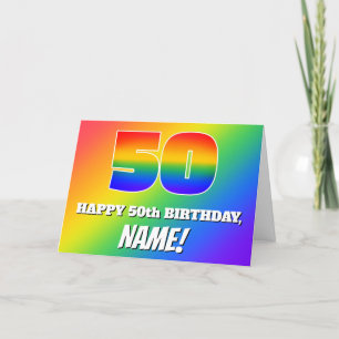 50th Birthday: Multicolored Rainbow Pattern # 50 Card