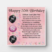 50th Birthday Mum Poem Plaque