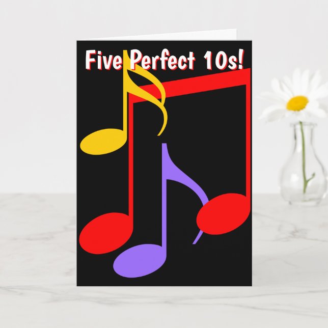 50th Birthday Music Notes Folded Greeting Card (Small Plant)