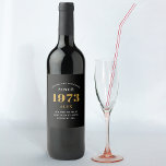 50th Birthday Name 1973 Black Gold Elegant Wine Label<br><div class="desc">A personalised elegant wine label that is easy to customise for that special occasion.</div>