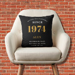 50th Birthday Name 1974 Black Gold Elegant Chic Cushion<br><div class="desc">50th Birthday Special 1974 Born Black Gold Chic Elegant Throw Pillow - Perfect for Home Décor. Celebrate your 50th milestone with our Black Gold Elegant Chic Throw Pillow. This artistically designed pillow is not just a cushion, but a tribute to your golden journey since 1974. Crafted with style and elegance,...</div>