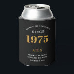 50th Birthday Name 1975 Black Gold Elegant Chic Can Cooler<br><div class="desc">A personalised elegant can cooler that is easy to customise for that special birthday party occasion.</div>