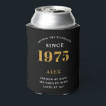 50th Birthday Name 1975 Black Gold Elegant Chic Can Cooler<br><div class="desc">A personalised elegant can cooler that is easy to customise for that special birthday party occasion.</div>