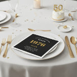 50th Birthday Name 1976 Black Gold Elegant Chic Napkin<br><div class="desc">Premium 50th Birthday Black and Gold Personalized Paper Napkins - Celebration Elegance. Celebrate a milestone birthday in style with our chic, premium-quality, 50th Birthday Paper Napkins. Exquisitely designed with a striking black and gold color scheme, these napkins add a touch of luxury and sophistication to any 50th birthday bash. Express...</div>