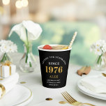 50th Birthday Name 1976 Black Gold Elegant Chic Paper Cups<br><div class="desc">Sophisticated 50th Birthday Unique Black & Gold Party Paper Cups. Celebrating a milestone birthday should be a memorable experience, and what better way to ensure that than with our sophisticated black and gold 50th Birthday Party Paper Cups? Designed in sleek black with an elegant gold highlight, these cups are printed...</div>