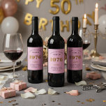 50th Birthday Name 1976 Pink Gold Elegant Chic Wine Label<br><div class="desc">1976 Vintage 50th Birthday Pink & Gold Elegant Wine Label. Celebrate your milestone with our exclusive 1976 Vintage 50th birthday wine label. The meticulously designed label with stunning pink and gold hues effortlessly enhances the visual appeal of your favourite wine. The year 1976, prominently featured on the label, adds a...</div>