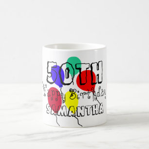 50th Birthday Name Balloons Any AGE Coffee Mug