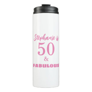 50th Birthday Name Monogram Gift Party Favor Thermal Tumbler