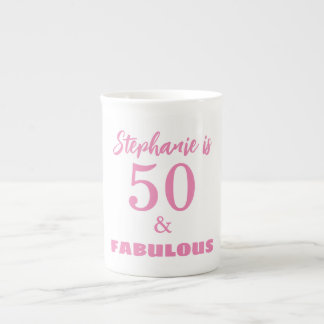 50th Birthday Name Monogram Gift Party Favour Bone China Mug