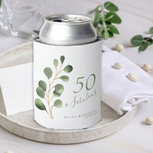 50th birthday name personalised elegant can cooler