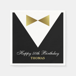 50th Birthday Napkins Black and Gold Party Ideas