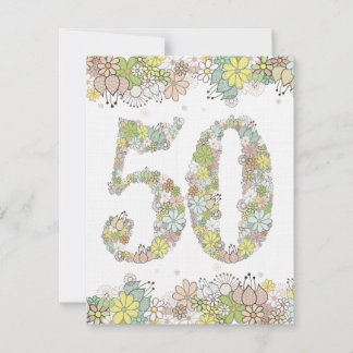 50th Birthday Natural Blooms Ladies Photo Invite