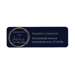 50th Birthday Navy Gold Birthday Return Address Return Address Label