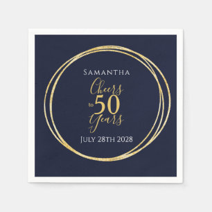 50th Birthday Navy Gold Cheers to 50 Years Party Napkin