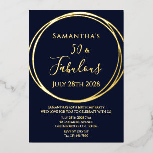 50th Birthday Navy Real Gold