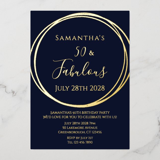 50th Birthday Navy Real Gold (Front)