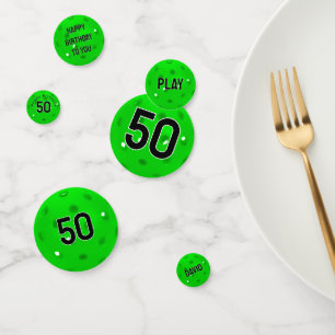 50th Birthday Neon Green Pickleball Confetti