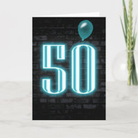 50th Birthday Neon Sign on Brick