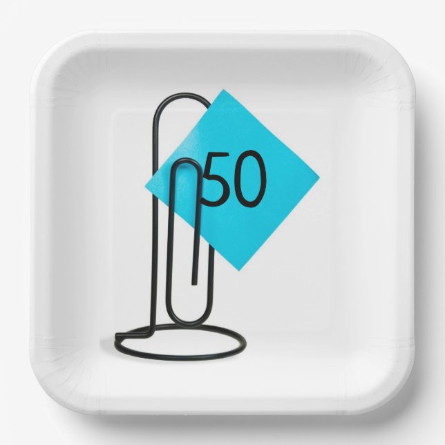 50th Birthday Note On a Paper Clip Plate (Front)
