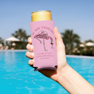 50th Birthday Novelty Flamingo Party Seltzer Can Cooler