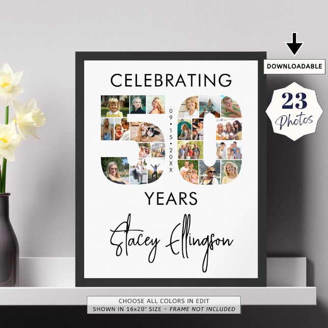 50th Birthday Number 50 23 Photo Collage Poster (Creator Uploaded)