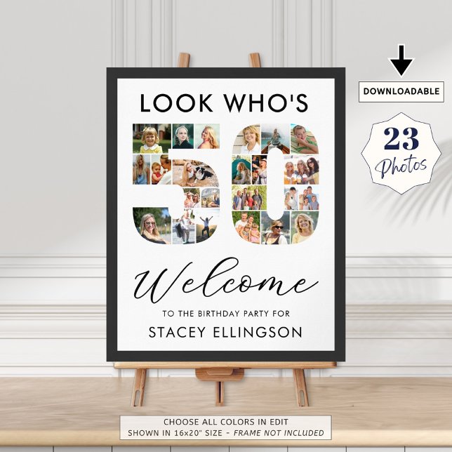 50th Birthday Number 50 23 Photos Look Who's 50 Poster (Creator Uploaded)