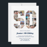 50th Birthday Number 50 Custom Photo Collage Invitation<br><div class="desc">Celebrate momentous 50th Birthday with this cute invitation. It's a personalised photo collage invite that allows you to create a truly unique and memorable design. This customisable template lets you insert your own cherished photos, capturing the precious moments of your life. This invitation is perfect for commemorating your fiftieth birthday....</div>
