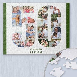 50th Birthday Number 50 Photo Collage 17 Picture Jigsaw Puzzle