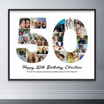 50th Birthday Number 50 Photo Collage Anniversary Poster<br><div class="desc">Mark fifty years of wonderful memories and adventures with this captivating 50th Birthday Number Photo Collage. This customisable template is the perfect blend of creativity and sentiment, allowing you to create a truly memorable gift for your loved one's special day. Capture the essence of ten incredible years in a single...</div>