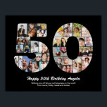 50th Birthday Number 50 Photo Collage Gift Poster<br><div class="desc">Mark years of wonderful memories and adventures with this captivating 50th Birthday Number Photo Collage. This customisable template is the perfect blend of creativity and sentiment, allowing you to create a truly memorable and personalised gift for your loved one's special day. Capture the essence of incredible years in a single...</div>