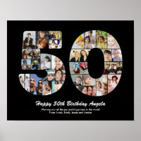 50th Birthday Number 50 Photo Collage Gift