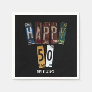 50th Birthday old license plate collection Napkin