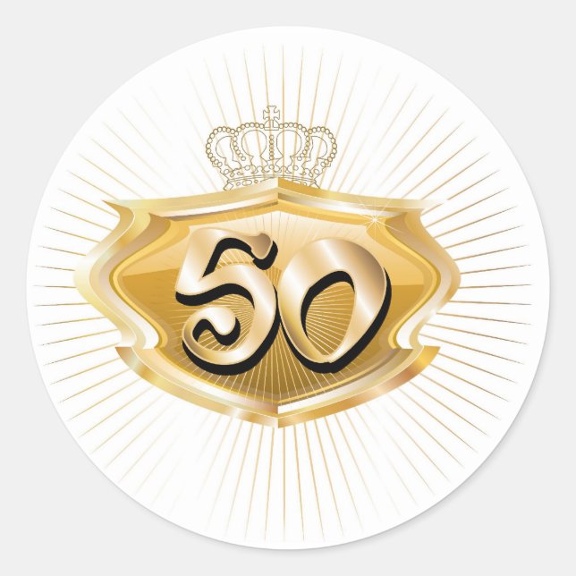 50th birthday or anniversary classic round sticker (Front)