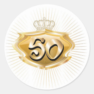 50th birthday or anniversary classic round sticker