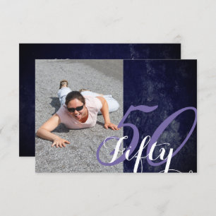 50th Birthday or Anniversary Purple and White Invitation