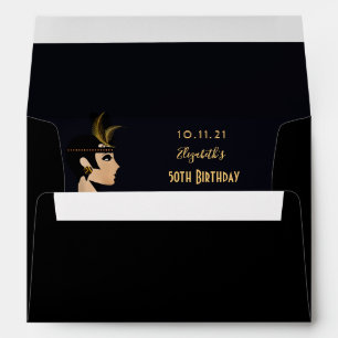 50th birthday party 1920's art deco black envelope