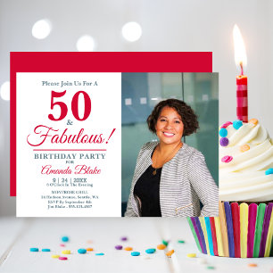 50th Birthday Party, 50 and Fabulous! Photo Invitation