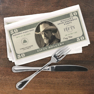 50th Birthday Party 50 Dollar Bill Napkin
