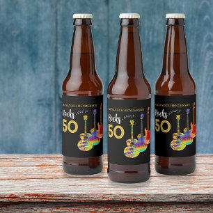 50th Birthday Party 50 Rocks Personalised Beer Bottle Label