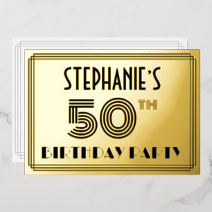 50th Birthday Party — Art Deco Style “50” & Name
