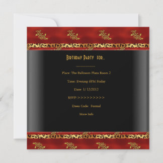 50th Birthday Party Asian Black Red Gold Invitation