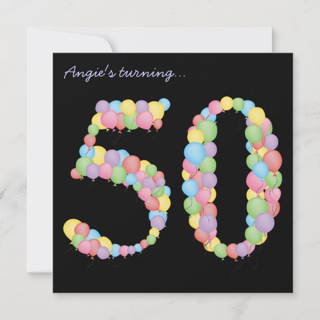 50th Birthday Party Balloons Custom Invitation (Front)