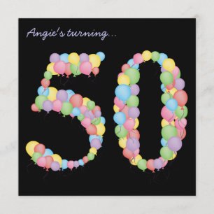 50th Birthday Party Balloons Custom Invitation