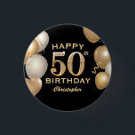 50th Birthday Party Black and Gold Balloons 3 Cm Round Badge<br><div class="desc">50th Birthday Party Black and Gold Balloons and Confetti Button. For further customisation,  please click the "Customise it" button and use our design tool to modify this template.</div>