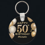 50th Birthday Party Black and Gold Balloons Key Ring<br><div class="desc">50th Birthday Party Black and Gold Balloons and Confetti Keychain. For further customisation,  please click the "Customise it" button and use our design tool to modify this template.</div>